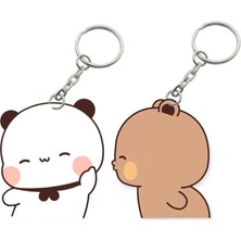 ADA 3D Dudu Bubu Panda Ayıcık Çift Anahtarlık Seti Sevgiliye Özel Hediye Çanta Süsü Charm Sevgililer Günü