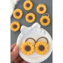 Lynare Ayçiçeği Sunflower Figürlü Saç Lastiği Toka Seti Çocuk ve Yetişkin Saç Aksesuarı 2 Adet