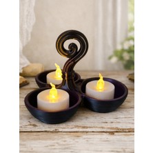 Spiral Saplı Üçlü Tealight Mumluk/sunumluk (3d Baskı)