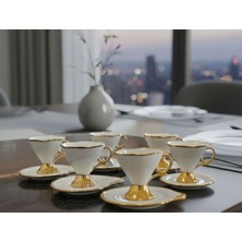 Gold Detaylı 6 Kişilik 12 Parça Porselen Fincan Takımı