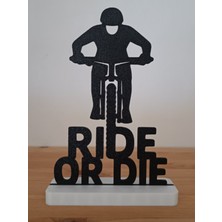 "rıde Or Dıe" Bisikletçi Silüeti Masaüstü Dekorasyonu | 3D Baskı Obje