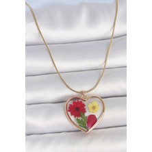 Ayder Timya 316L Çelik Gold Renk Zincir Epokis Kalp Doğal Çiçek Model Kadın Kolye - TJ-BKO10068 TG/TMYA1395 221174