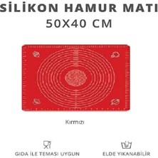 Zuzu Made Silikon Ölçülü Çok Amaçlı Hamur Açma Matı Kırmızı Renk 50 x 40 cm Hamur Matı