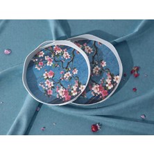 2 Li Ada Mavi Sakura Desenli Tepsi Sunum Tepsisi