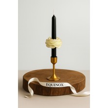 Equinox Mum 1 Adet Siyah Şamdan Mumunda Gold Işıltılı Şakayık Çiçeği (Sadece Mum) |dekoratif| Hediyelik