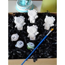 Denic Taş Boyama Seti-4 Adet - Hello Kity- Boya+Fırça- Biblo- Çok Amaçlı Dekoratif Obje