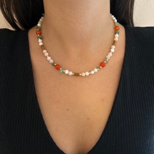 Suerte Accessories Sedef Akik Yeşim ve Hematit Doğal Taş El Yapımı Otantik Kadın Doğaltaş Kolye