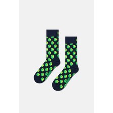 Happy Socks - Yeşil Dalga Desenli Pamuklu Çorap