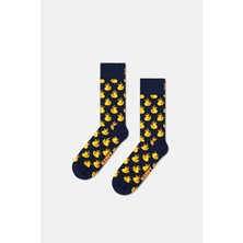 Happy Socks - Erkek Lacivert Ördek Desenli Pamuklu Çorap