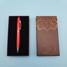 Costurera Mandala Desenli Kutulu Kırmızı Touchpen Tükenmez Kalem