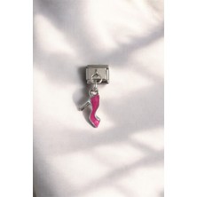 Lynare Italyan Charm Bileklik Charmı Pembe Topuklu Sallantılı Model 1 Adet