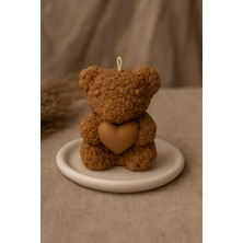 Equinox Mum Romantik Ayıcık Mum–kalpli Dekoratif Kokulu| El Yapımı Rose Bear Candle | Hediye & Dekor