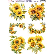 E Hobici Koyu Zemin Sulu Transfer Kağıdı 25X35CM KST-107 Ayçiçeği