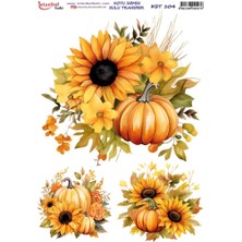 E Hobici Koyu Zemin Sulu Transfer Kağıdı 25X35CM KST-104 Bal Kabağı Ayçiçeği