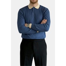 Havanna Premium Kalite Yaka Detaylı Triko Kazak - Lacivert