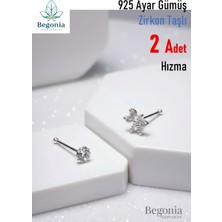 Begonia Accessories  925 ayar gümüş zirkon taşlı, tek taş ve yusufcuk figürlü 2 adet hızma set, küpe olarak kullanıma uygundur