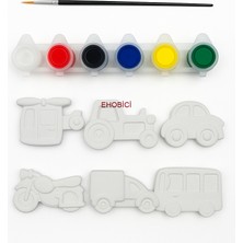 E Hobici Ehobici Taş Boyama Seti Taşıtlar 6 Renk Akrilik Boya 5ml + Fırça