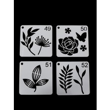 E Hobici Çiçek Temalı Stencil Şablon Seti – 4 Parça (7,6 x 7,6 Cm)