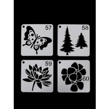 E Hobici Çiçek Temalı Stencil Şablon Seti – 4 Parça (7,6 x 7,6 Cm)