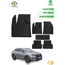 Hitaks Ds7 Paspas Crossback 2018 Sonrası ile Uyumlu 4d Paspas Siyah Havuzlu Oto Paspas
