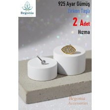 Begonia Accessories  925 ayar gümüş zirkon taşlı, tek taş ve 24 ayar altın kaplama 2 adet hızma set, küpe olarak kullanıma uygundur