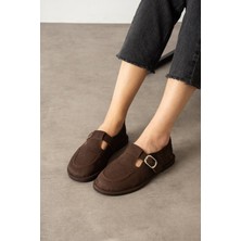 Zintra Kadın Süet Tokalı Babet Renk Önü Kapalı Günlük Ayakkabı Rahat Konforlu