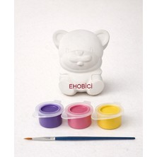E Hobici Ehobici Taş Boyama Seti Sevimli Ayıcık 3 Renk Akrilik Boya 5ml + Fırça