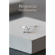 Begonia Accessories 925 Ayar Gümüş, Yıldız Kesim Zirkon tek Taş Hızma, Küpe Olarak Kullanıma Uygundur