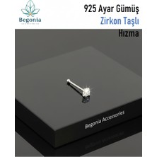 Begonia Accessories  925 ayar gümüş, 3 mm zirkon tek taş hızma. küpe olarak kullanıma uygundur