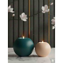 Luniva Home Dekoratif Küre Şekline 2li Renkli Büyük ve Küçük Mumluk Ev, Ofis ve Hediyelik  Dekorasyon  Obje Seti