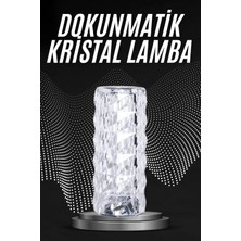 HERŞEYBURDAMODA Kristal Lamba Masa Lambası Şarjlı Masa Lambası Dokunmatik Sensör USB Şarjlı