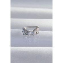 Esranın Dünyası Pirinç Gümüş Renk Zirkon Taş Kaplama Earcuff Küpe (Esr-Dns)