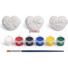 E Hobici Ehobici Taş Boyama Seti Kalpler 6 Renk Akrilik Boya 5ml + Fırça