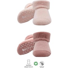 SHC4200 Bfs Bistyle Çemberli Kaymaz Havlu Soket Çorap 2'li BS10503 Pudra Pembe