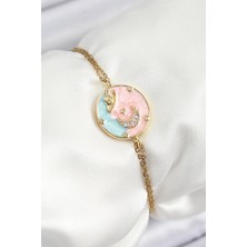 Ayder Timya 316L Çelik Zincir Mineli Sanatsal Portre Zirkon Taşlı Gezegen Model Gold Renk Kadın Bileklik - TJ-BB7234 TG/Tmya1395 222612