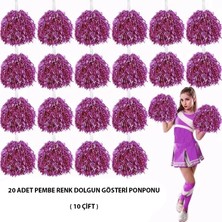 SHC4200 Bfs 10 Çift ( 20 Adet ) Pembe Renk 23 Nisan 19 Mayıs 29 Ekim Okul Gösteri Ponponları