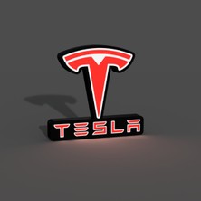 TriVox3D Tesla Logolu LED Işık Kutusu (Ev ve Ofis Için Uygundur Prize Takılarak Çalışır)