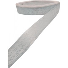 MiraLive Tafta Dantel Görünümlü Kurdele Gri 25 mm 2 Metre