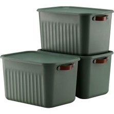 Gfc Life Store Modern Kapaklı Saklama Kutusu Seti -15 Litre - Yeşil- Taşınabilir Kulplu, Dolap Içi Düzenleyici, Çok Amaçlı Organizer Kutu, Oyuncak & Kıyafet Kutusu