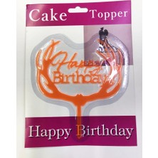 SHC4200 Bfs Happy Birthday Yazılı Turuncu Dallı Pasta Kek Çubuğu