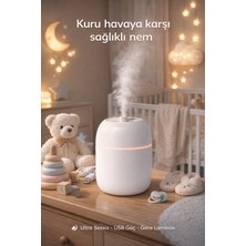 LaraTech Bebek ve Çocuk Odası Için Sessiz Ultrasonik Hava Nemlendirici Gece Lambalı Buhar Makinesi