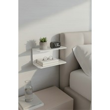 Grandmix Metal Duvar Rafı Siyah Çift Bölmeli Kitaplık Duvar Ünitesi 30X14 cm