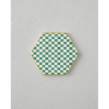 English Home Dalmata Seramik Bardak Altlığı 10.8x0.8 cm Beyaz - Yeşil