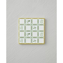 English Home Botanical Garden Seramik Bardak Altlığı 10.8x0.8 cm Beyaz - Yeşil