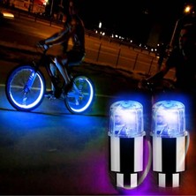 MiraLive Araç ve Bisiklet Için 2’li Mavi LED Hava Valfi Işık Kapakları–gece Parlayan Lastik Lambası Sibop Kapağı