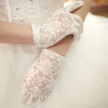 SHC4200 Bfs Beyaz Renk Kısa Dantelli Eldiven