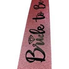 SHC4200 Bfs Pembe Üzeri Siyah Italik Alyanslı Bride To Yazılı Simli Işıltılı Kuşak Kemer 10X80 cm