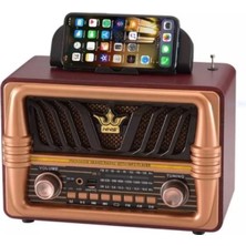 SHC4200 Büyük Boy Telefon Tutma Saplı Ahşap Tasarım Bluetooth Hoparlörlü Radyo – Fm/am Destekli, Şarj