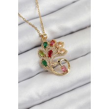Ayder Timya 316L Çelik Zirkon Taşlı Tavus Kuşu Model Gold Renk Kadın Kolye - TJ-BKO10514 TG/TMYA1395 224863
