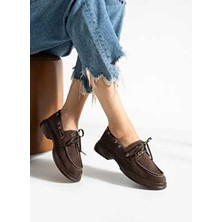 Kadın Yula Fashion Shoes Camelia Loafer Acı Kahve Suni Deri Ortopedik Tabanlı Günlük Ayakkabı